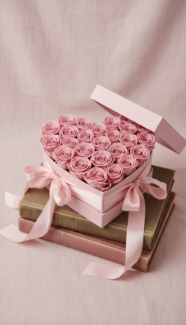 Heart-Shaped Preserved Rose Bouquet