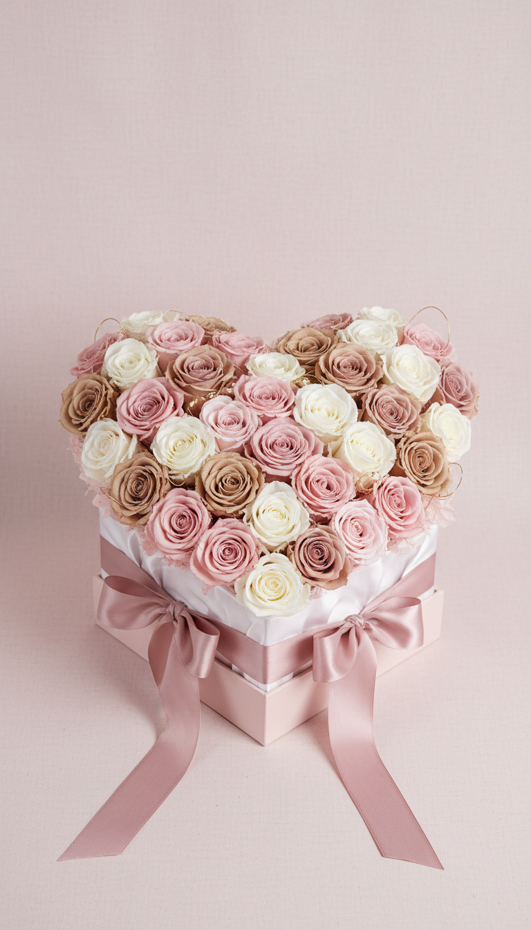 Preserved Rose Arrangement with Champagne Gold Accents